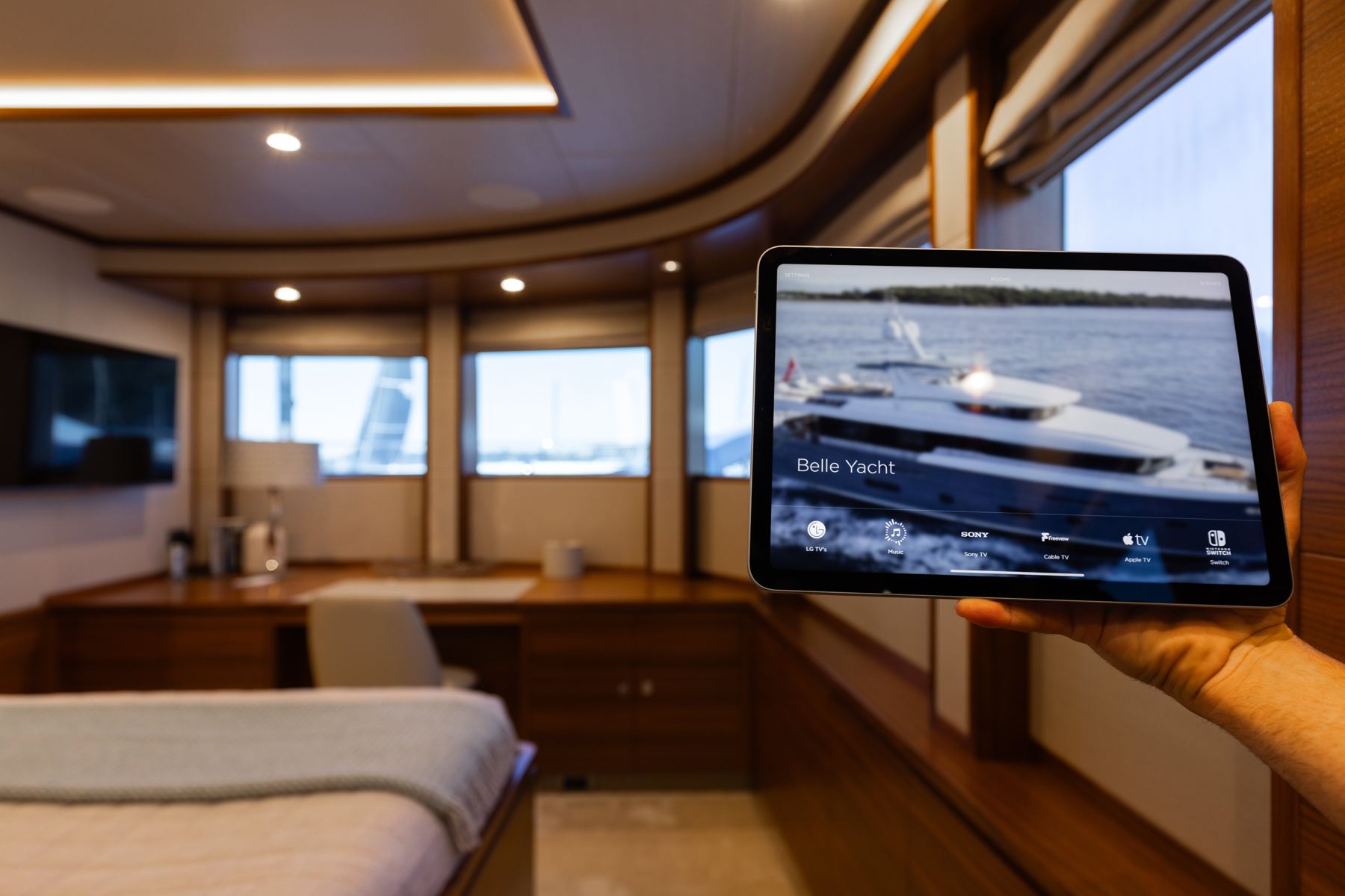Savant app on iPad showing Belle Yacht